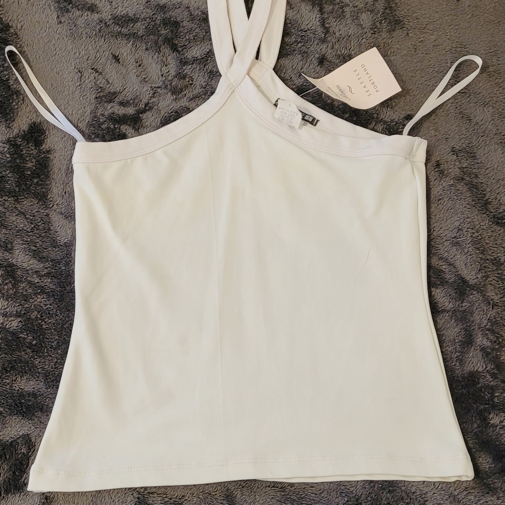 Chic White Asymmetrical Tank Top